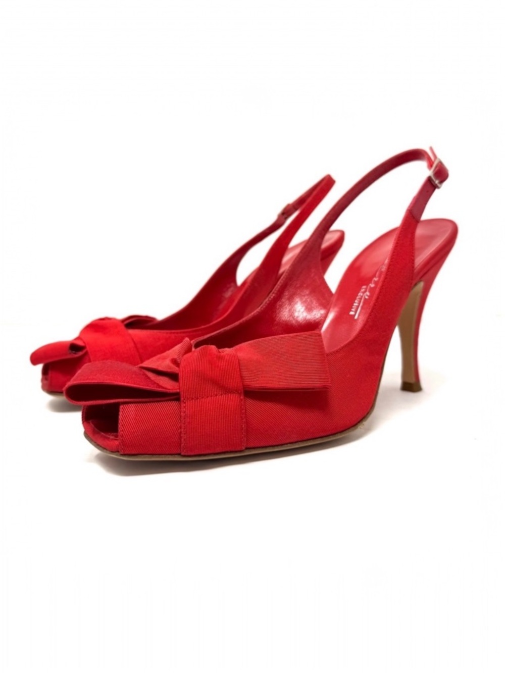LERRE red fabric buckle sling back heels, made in Italy, Size 39